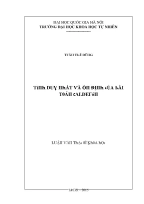 Luận văn thạc sĩ tính duy nhất và ổn định của bài toán calderón vnu lvts08w