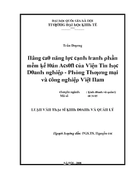 Luận văn nâng cao năng lực cạnh tranh phần mềm kế toán acsoft của viện tin học doanh nghiệp phòng thương mại và công nghiệp việt nam