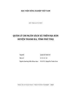 Quản lý chi ngân sách xã trên địa bàn huyện thanh ba tỉnh phú thọ
