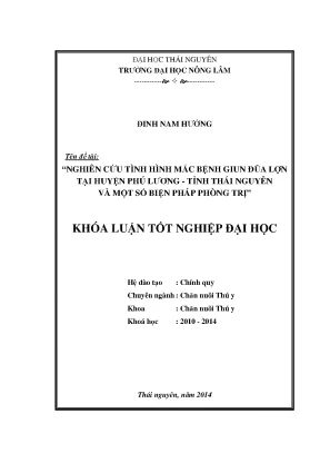 Luận văn nghiên cứu tình hình mắc bệnh giun đũa lợn tại huyện phú lương tỉnh thái nguyên và một số biện pháp phòng trị