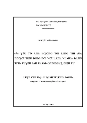Luận văn các yếu tố ảnh hướng tới lòng tin của người tiêu dùng đối với hành vi mua hàng trực tuyến sản phẩm công nghệ điện tử