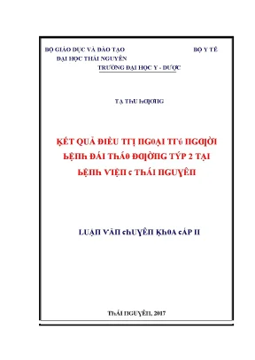 Luận văn kết quả điều trị ngoại trú người bệnh đái tháo đường týp 2 tại bệnh viện c thái nguyên