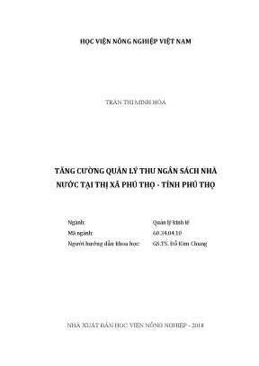 Luận văn tăng cường quản lý thu ngân sách nhà nước tại thị xã phú thọ tỉnh phú thọ