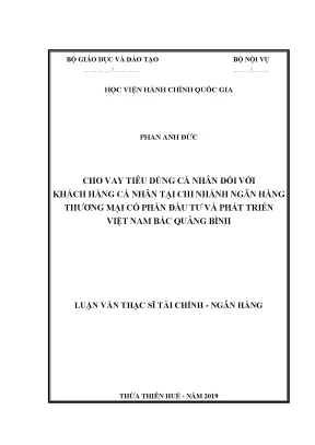 Luận văn cho vay tiêu dùng cá nhân đối với khách hàng cá nhân tại chi nhánh bidv bắc quảng bình