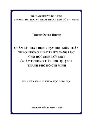 Luận văn quản lý hoạt động dạy học môn toán theo định hướng phát triển năng lực cho học sinh lớp một