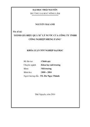 Luận văn đánh giá hiệu quả xử lý nước của công ty tnhh công nghiệp sheng fang