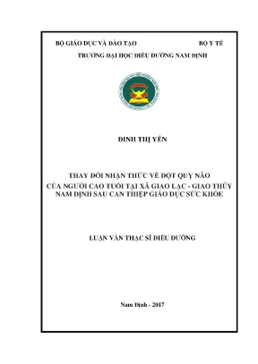 Luận văn thay đổi nhận thức về đột quỵ não của người cao tuổi tại xã giao lạc giao thủy nam định sau can thiệp giáo dục sức khỏe