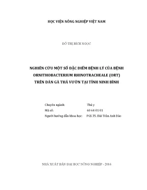 Luận văn nghiên cứu một số đặc điểm bệnh lý của bệnh ornithobacterium rhinotracheale ort trên đàn gà thả vườn tại tỉnh ninh bình
