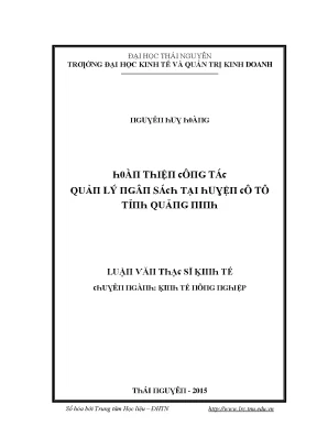 Luận văn hoàn thiện công tác quản lý ngân sách tại huyện cô tô tỉnh quảng ninh