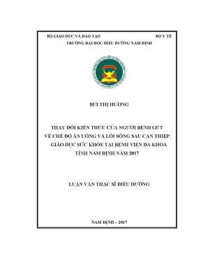 Luận văn thay đổi kiến thức của người bệnh gút về chế độ ăn uống và lối sống sau can thiệp giáo dục sức khỏe tại bệnh viện đa khoa tỉnh nam định năm 2017