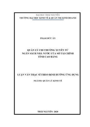 Luận văn quản lý kinh tế quản lý chi thường xuyên từ ngân sách nhà nước của sở tài chính tỉnh cao bằng