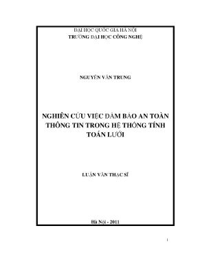 Luận văn nghiên cứu việc đảm bảo an toàn thông tin trong hệ thống tính toán lưới