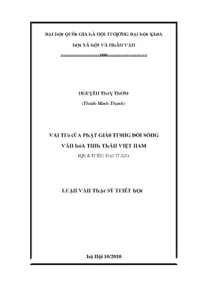 Luận văn thạc sĩ vai trò của phật giáo trong đời sống văn hóa tinh thần việt nam