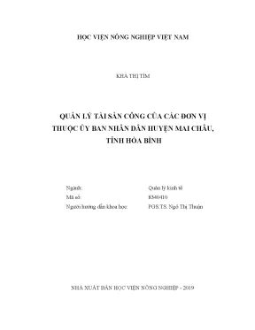 Luận văn quản lý tài sản công của các đơn vị thuộc ủy ban nhân dân huyện mai châu tỉnh hòa bình