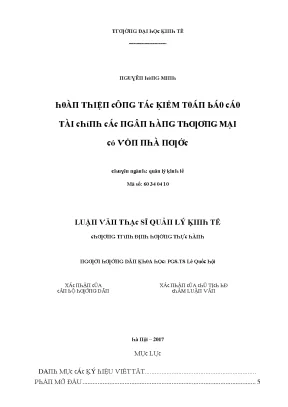 Luận văn hoàn thiện công tác kiểm toán báo cáo tài chính các ngân hàng thương mại có vốn nhà nước