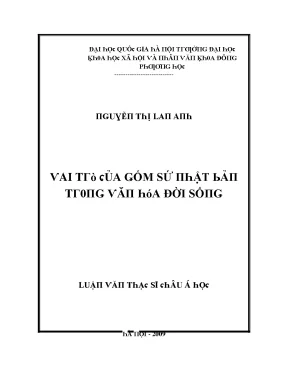 Luận văn thạc sĩ vai trò của gốm sứ nhật bản trong văn hóa đời sống