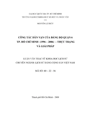 Công tác dân vận của đảng bộ quận 6 thành phố hồ chí minh 1996 2006