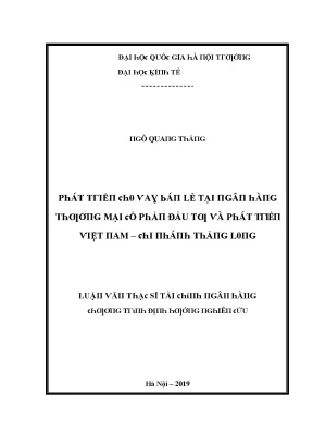 Luận văn phát triển cho vay bán lẻ tại ngân hàng thương mại cổ phần đầu tư và phát triển việt nam chi nhánh thăng long