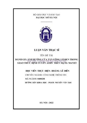 Đánh giá ảnh hưởng của tấn công lỗ đen trong giao thức định tuyến aodv trên mạng manet