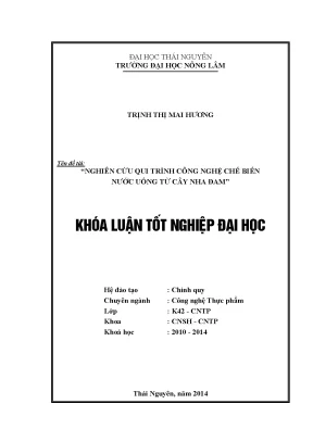 Luận văn nghiên cứu qui trình công nghệ chế biến nước uống từ cây nha đam