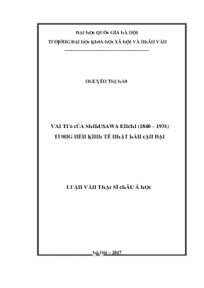 Luận văn thạc sĩ vai trò của shibusawa eiichi 1840 1931 trong nền kinh tế nhật bản cận đại