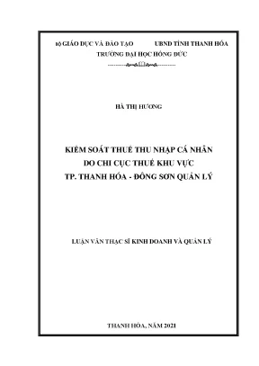Kiểm soát thuế thu nhập cá nhân do chi cục thuế khu vực tp thanh hóa đông sơn quản lý
