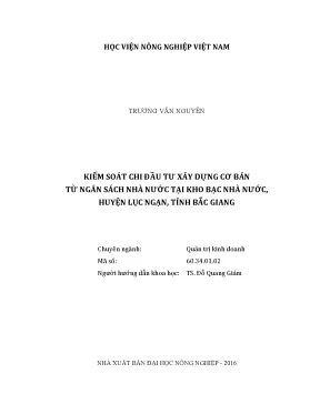 Luận văn kiểm soát chi đầu tư xây dựng cơ bản từ ngân sách nhà nước tại kho bạc nhà nước huyện lục ngạn tỉnh bắc giang
