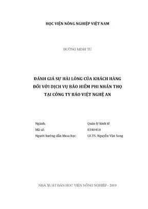 Luận văn đánh giá sự hài lòng của khách hàng đối với dịch vụ bảo hiểm phi nhân thọ tại công ty bảo việt nghệ an