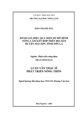 Luận văn đánh giá hiệu quả một số mô hình nông lâm kết hợp trên địa bàn huyện mai sơn tỉnh sơn la
