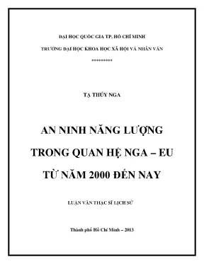 An ninh năng lượng trong quan hệ nga eu từ năm 2000 đến nay