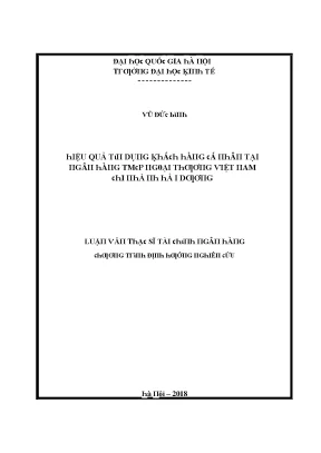 Luận văn hiệu quả tín dụng khách hàng cá nhân tại ngân hàng tmcp ngoại thương việt nam chi nhánh hải dương