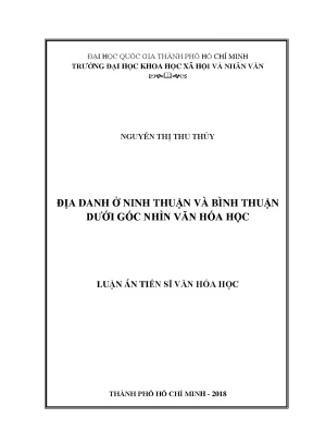 Địa danh ở ninh thuận và bình thuận dưới góc nhìn văn hóa học