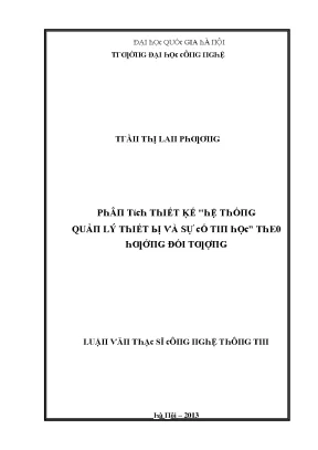Luận văn phân tích thiết kế hệ thống quản lý thiết bị và sự cố tin học theo hướng đối tượng