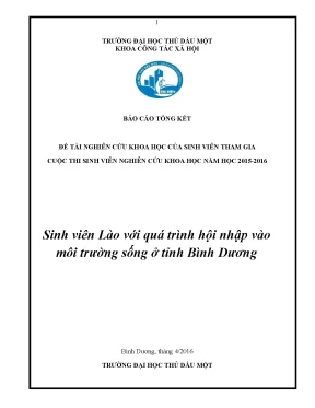 Sinh viên lào với quá trình hội nhập vàomôi trường sống ở tỉnh bình dương