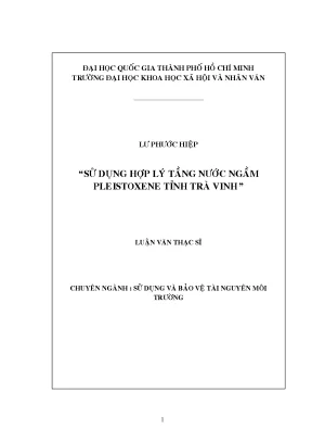 Sử dụng hợp lý tầng nước ngầm pleistoxene tỉnh trà vinh