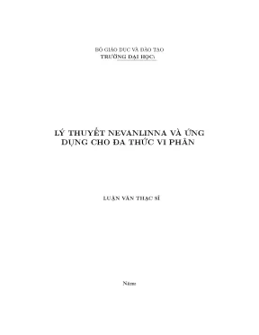 Lý thuyết nevanlinna và ứng dụng cho đa thức vi phân