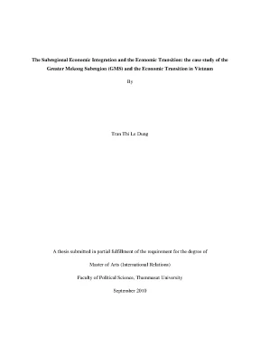 The subregional economic integration and the economic transition the case study of the greater mekong subregion gms and the economic transition in vietnam m a