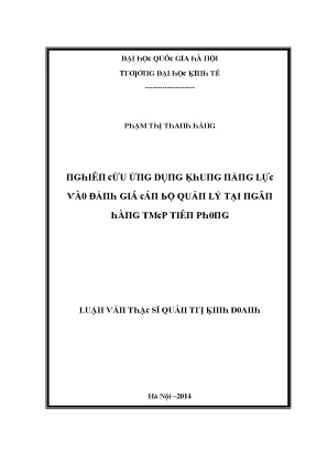 Luận văn nghiên cứu ứng dụng khung năng lực vào đánh giá cán bộ quản lý tại ngân hàng tmcp tiên phong