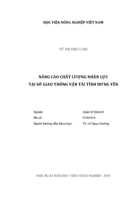 Luận văn nâng cao chất lượng nhân lực tại sở giao thông vận tải tỉnh hưng yên
