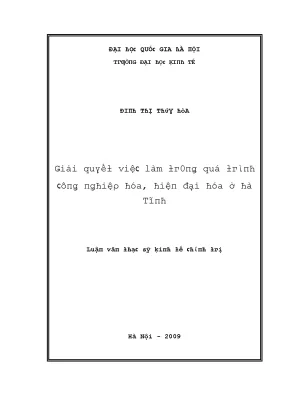 Luận văn giải quyết việc làm trong quá trình công nghiệp hóa hiện đại hóa ở hà tĩnh