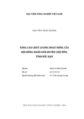 Luận văn nâng cao chất lượng hoạt động của hội đồng nhân dân huyện chợ đồn tỉnh bắc kạn