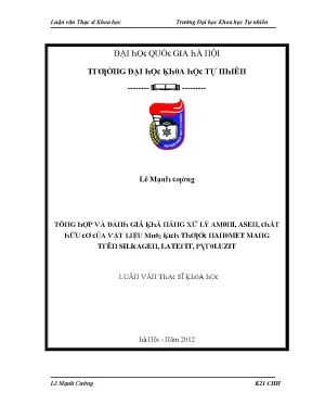 Luận văn thạc sĩ tổng hợp và đánh giá khả năng xử lý amoni asen chất hữu cơ của vật liệu mno2 kích thước nanomet mang trên silicagen laterit pyroluzit vnu lvts08w