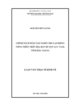 Chính sách đào tạo nghề cho lao động nông thôn trên địa bàn huyện lục nam tỉnh bắc giang