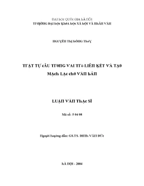 Luận văn thạc sĩ trật tự câu trong vai trò liên kết và tạo mạch lạc cho văn bản