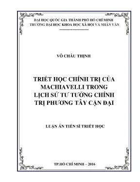 Triết học chính trị của machiavelli trong lịch sử tư tưởng chính trị phương tây cận đại