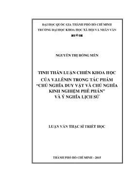 Tinh thần luận chiến khoa học của v i lênin trong tác phẩm chủ nghĩa duy vật và chủ nghĩa kinh nghiệm phê phán và ý nghĩa lịch sử