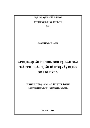 Luận văn áp dụng quản trị tinh gọn tại ban giải tỏa đền bù các dự án đầu tư xây dựng số 1 đà nẵng