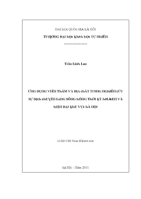 Luận văn thạc sĩ ứng dụng viễn thám và địa chất trong nghiên cứu sự dịch chuyển lòng sông hồng thời kỳ halocen và hiện đại khu vực hà nội vnu lvts08w