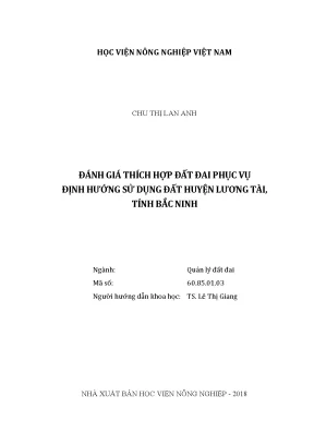 Luận văn đánh giá thích hợp đất đai phục vụ định hướng sử dụng đất huyện lương tài tỉnh bắc ninh