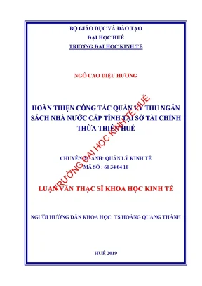 Luận văn hoàn thiện công tác quản lý thu ngân sách nhà nước cấp tỉnh tại sở tài chính thừa thiên huế min